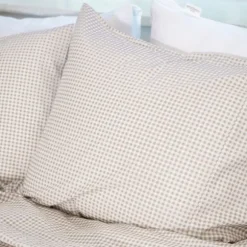 Town & Country Gingham Dekbedovertrek - 140 x 220 cm - Taupe