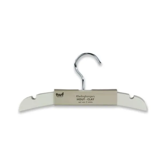 TWF Kledinghanger - 3 Stuks - Hout Clay