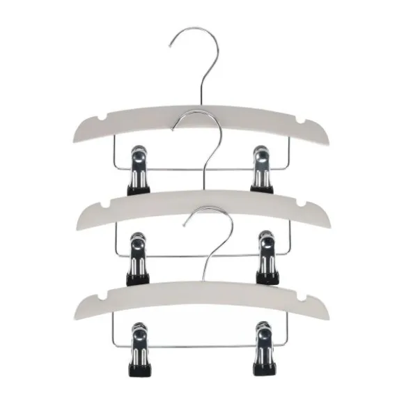 TWF Kledinghanger Met Clips - 3 Stuks - Hout Wit