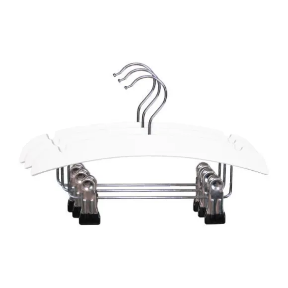 TWF Kledinghanger Met Clips - 3 Stuks - Hout Wit