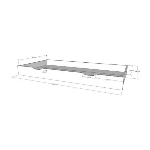 Vipack Bedlade - Nature - Eik - 90x190 cm