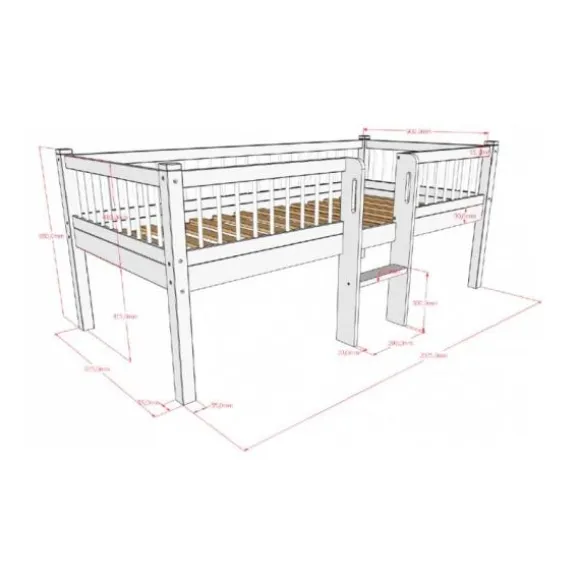 Vipack Forrest Semi - Halfhoogslaper Met Ladder 90x200 cm – Eik