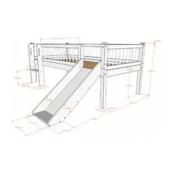 Vipack Forrest Semi - Halfhoogslaper Met Glijbaan 90x200 cm – Eik