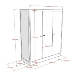 Vipack Kleerkast 3-Deurs - Forrest Beuk - Wit