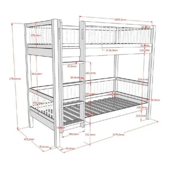Vipack Stapelbed - Forrest Beuk - 90 x 200 cm - Natuur