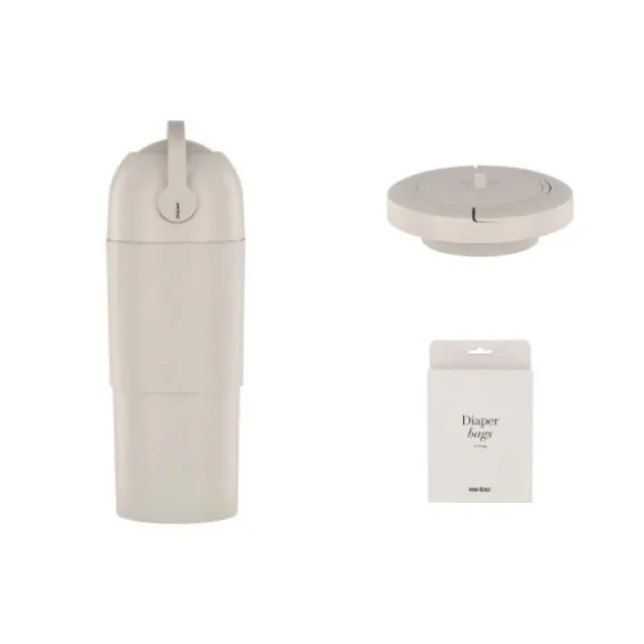 We-Too Telescopische Luieremmer Slim - Oatmeal | Deksel Slim | Luiermmerzakken XL