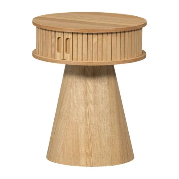 Woood Karri Nachtkastje - Rond - Hout Naturel